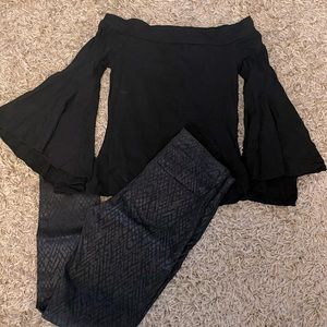 Express -  black off the shoulder bell sleeve top